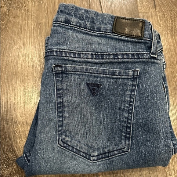 Guess Jeans Vintage 90s Womens Tapered Mid Rise Distressed 29 Medium Wash - Picture 13 of 16